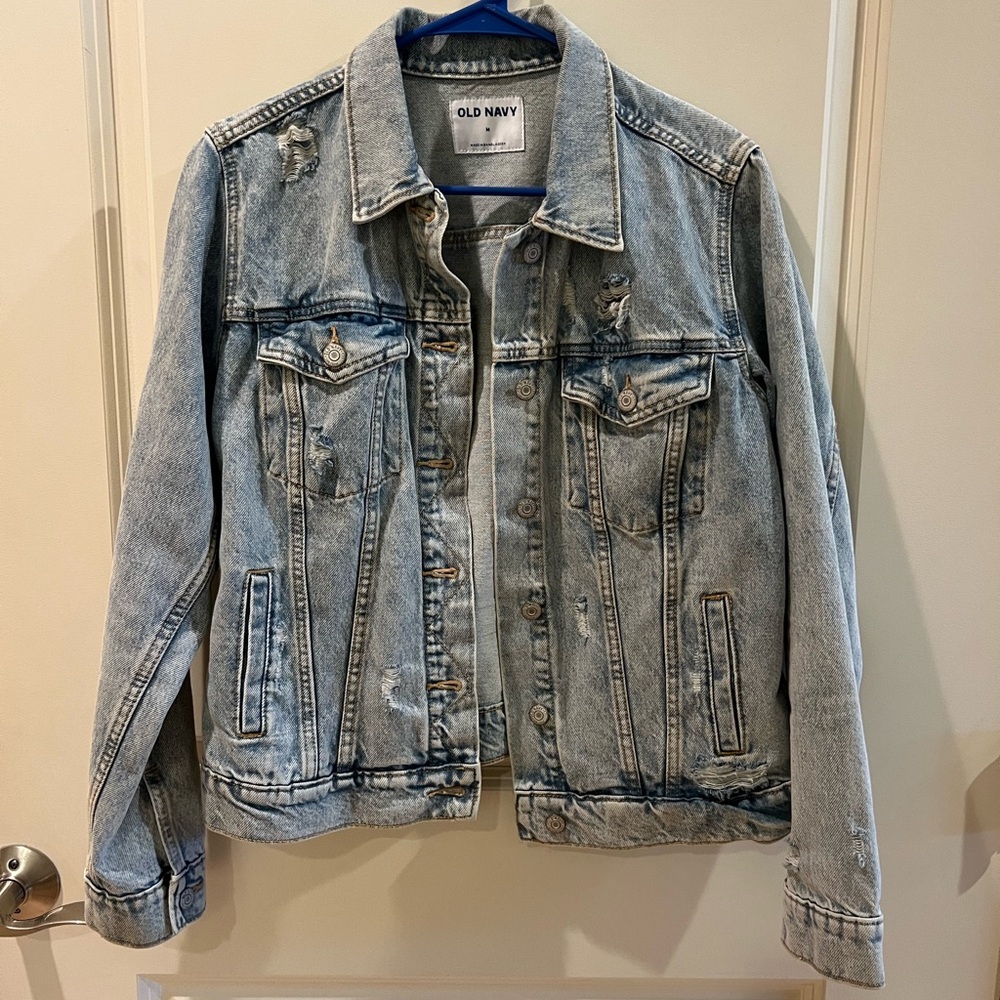 Old Navy Distressed Light Blue Denim Jacket
